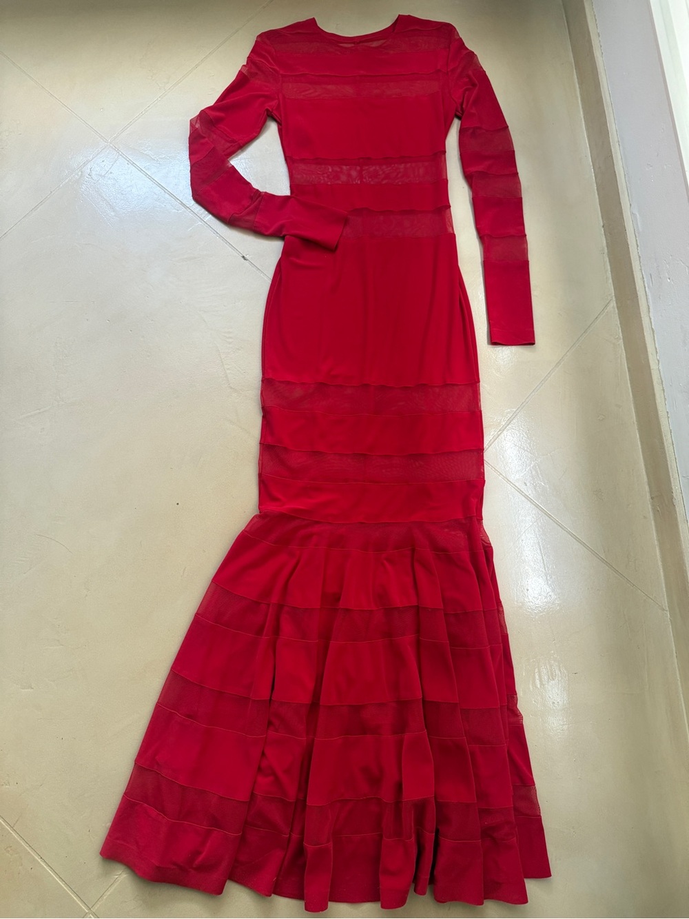 Norma Kamali Red Long-Sleeve Mermaid Gown